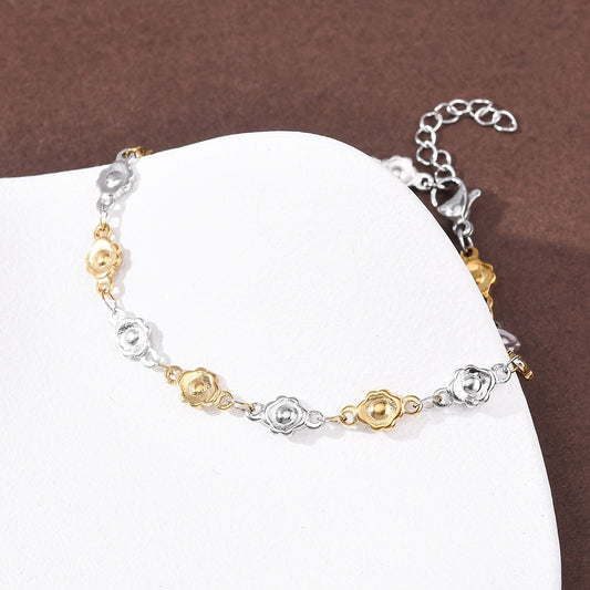 Βραχιόλι από ανοξείδωτο ατσάλι με λουλούδια