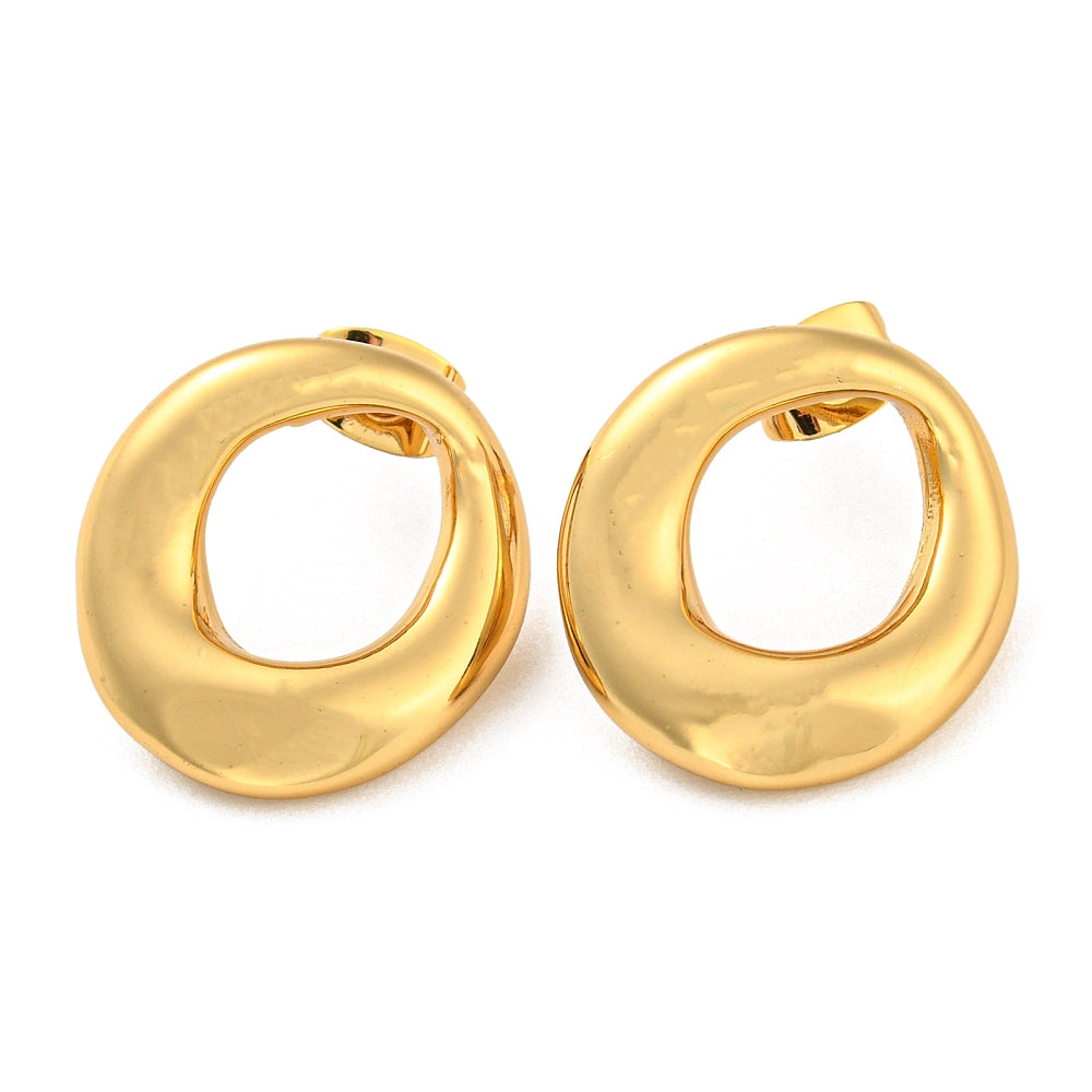Sculpted Flat Disc Stud Earrings