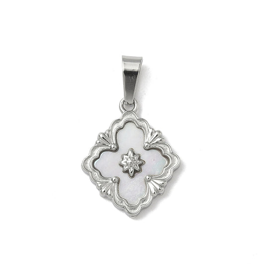 Vintage Floral Shell Pendant