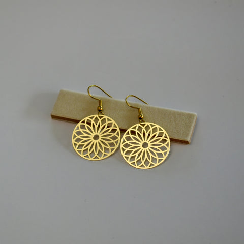 Geometric Floral Stainless Steel Earrings