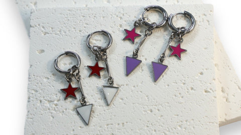 Star & Triangle Stainless Steel Dangle Earrings