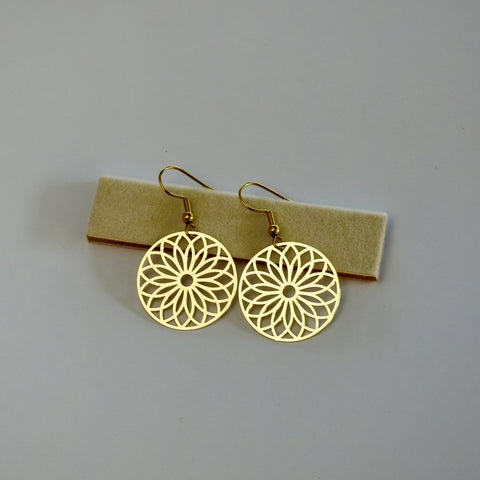 Geometric Floral Stainless Steel Earrings