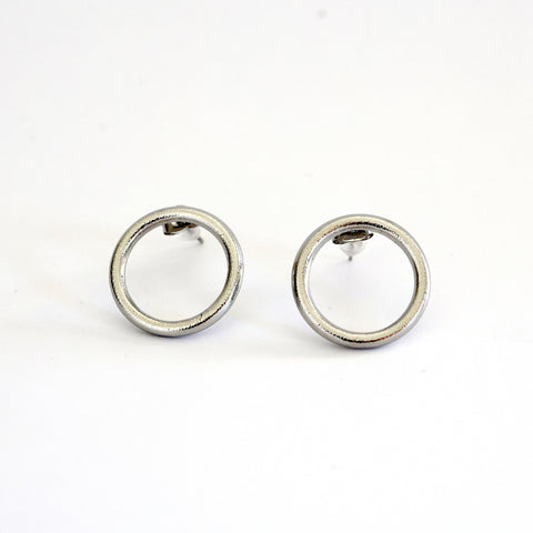 Stainless Steel Circle Stud Earrings - Gold and Silver Options