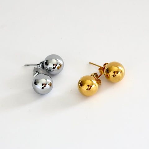 Classic Stainless Steel Ball Stud Earrings - Gold and Silver Options