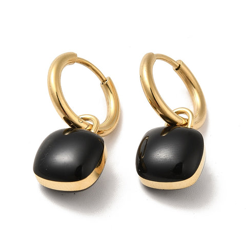 Gold Plated Drop Huggie Earrings – Stainless Steel