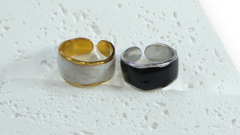 Bold Enamel Stainless Steel Rings: Elegance in Every Curve