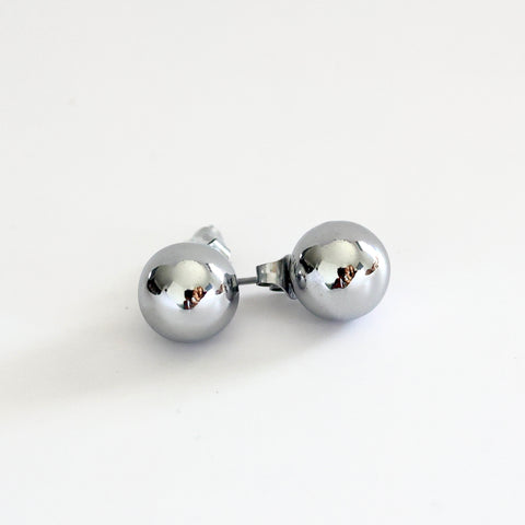 Classic Stainless Steel Ball Stud Earrings - Gold and Silver Options