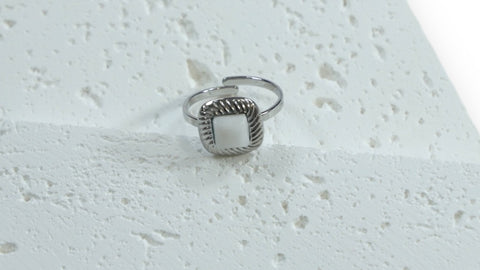 Vintage-Inspired Stainless Steel Ring with White Stone Accent