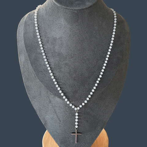 Stainless Steel Cross Rosary Necklace