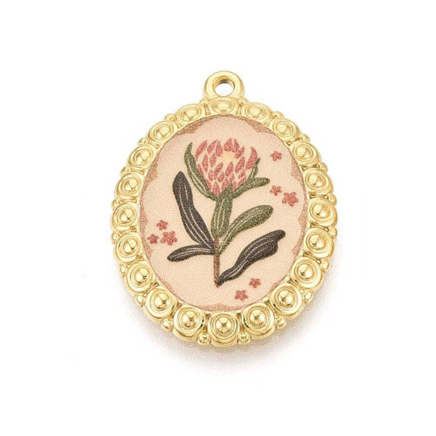 Vintage Floral Oval Pendant