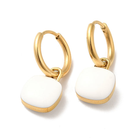 Gold Plated Drop Huggie Earrings – Stainless Steel