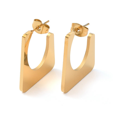 Geometric U-Shaped Hoop Earrings – Stainless Steel