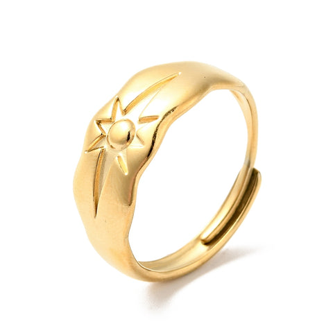 Sunburst Stainless Steel Adjustable Ring