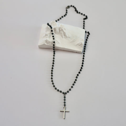 Elegant Stainless Steel Rosary Cross Necklace - Unisex