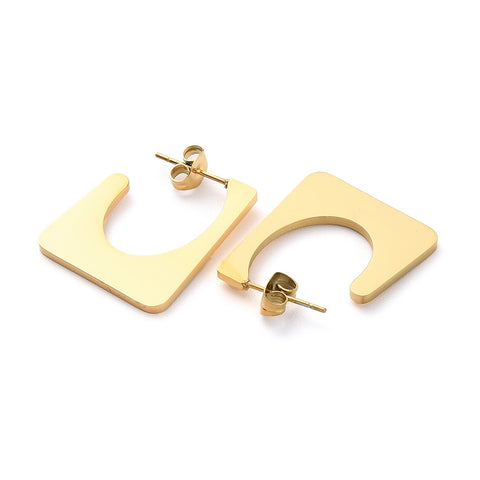 Geometric U-Shaped Hoop Earrings – Stainless Steel
