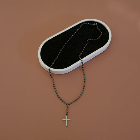 Elegant Stainless Steel Rosary Cross Necklace - Unisex