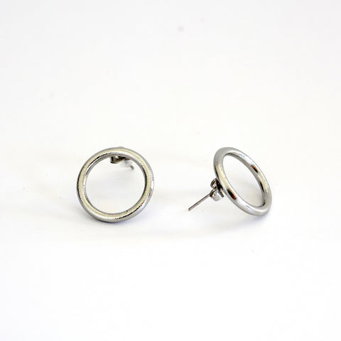 Stainless Steel Circle Stud Earrings - Gold and Silver Options