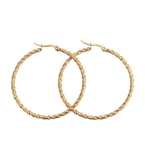 Twisted Hoop Earrings in Ion-Plated Stainless Steel