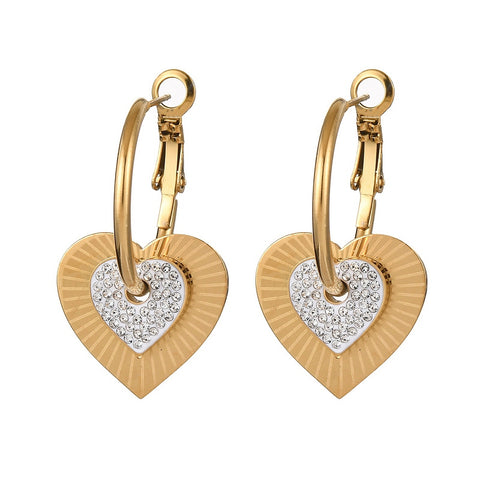 Crystal Heart Hoop Earrings – Stainless Steel
