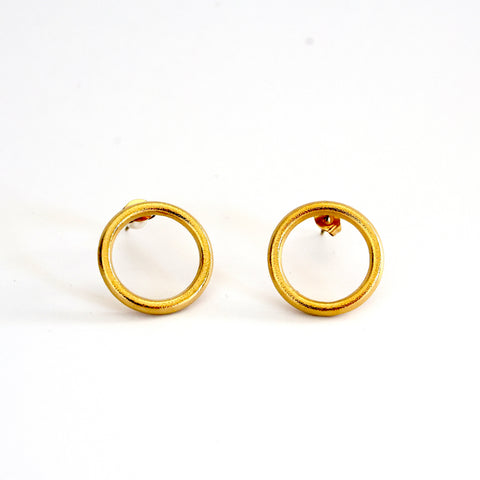 Stainless Steel Circle Stud Earrings - Gold and Silver Options