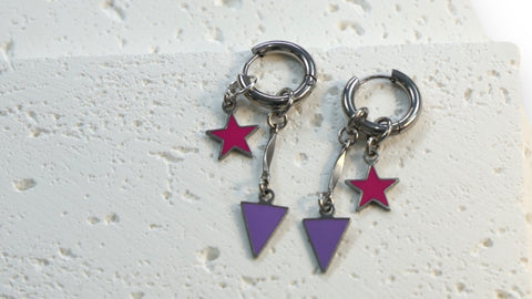 Star & Triangle Stainless Steel Dangle Earrings