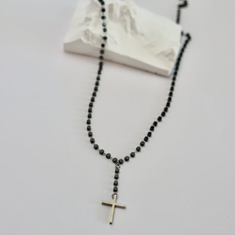 Elegant Stainless Steel Rosary Cross Necklace - Unisex