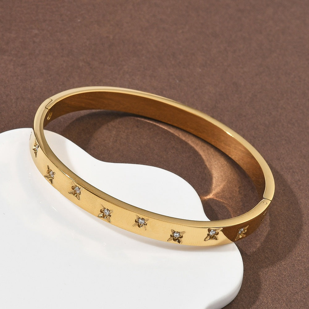 Star CZ Slim Bangle Bracelet