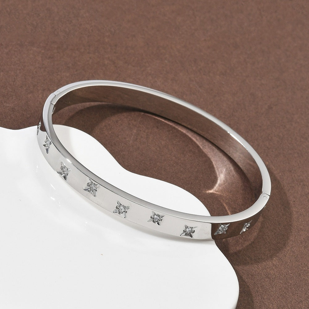 Star CZ Slim Bangle Bracelet