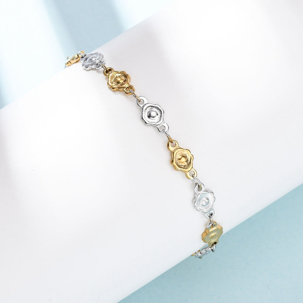 Βραχιόλι από ανοξείδωτο ατσάλι με λουλούδια