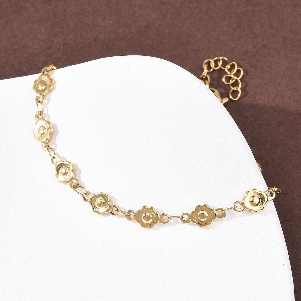 Βραχιόλι από ανοξείδωτο ατσάλι με λουλούδια