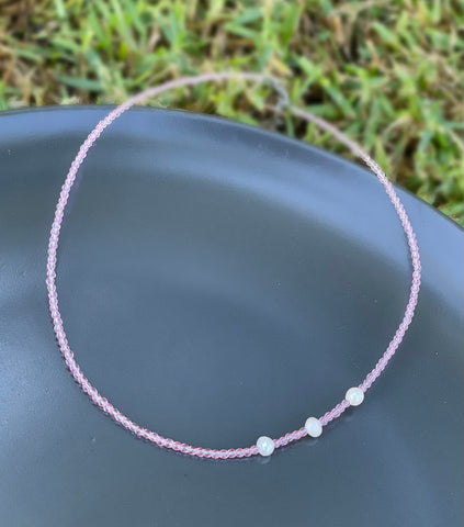 Delicate Pink Beaded Necklace with Freshwater Pearls