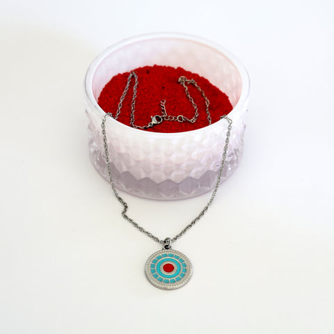 Women's Turquoise and Red Pendant Necklace