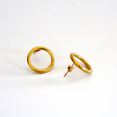 Stainless Steel Circle Stud Earrings - Gold and Silver Options