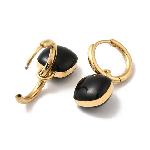 Gold Plated Drop Huggie Earrings – Stainless Steel