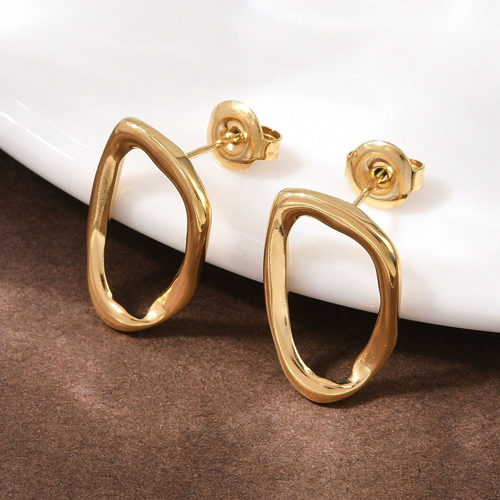 Irregular Nugget Frame Stud Earrings