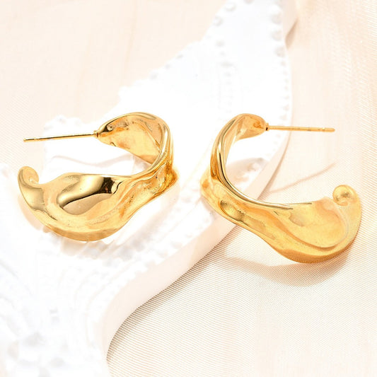Organic Sculpted Stud Hoop Earrings