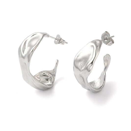 Organic Sculpted Stud Hoop Earrings