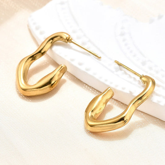 Organic Curve Hoop Stud Earrings