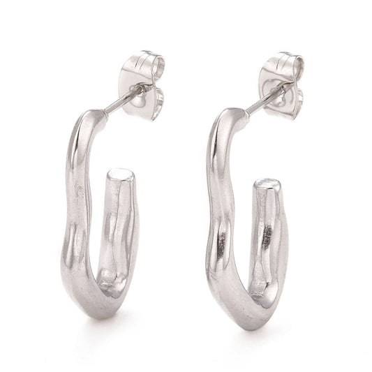 Organic Curve Hoop Stud Earrings