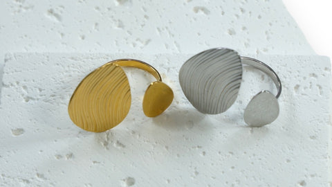 Abstract Wave Stainless Steel Rings: Organic Elegance