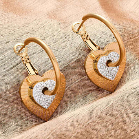 Crystal Heart Hoop Earrings – Stainless Steel