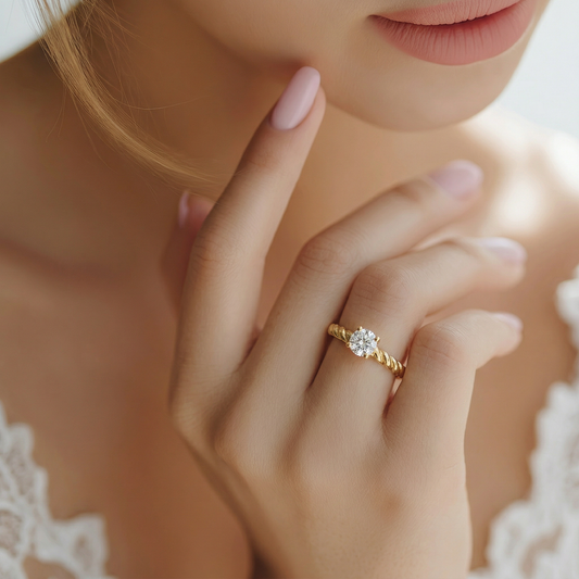 Twisted Solitaire Cubic Zirconia Ring