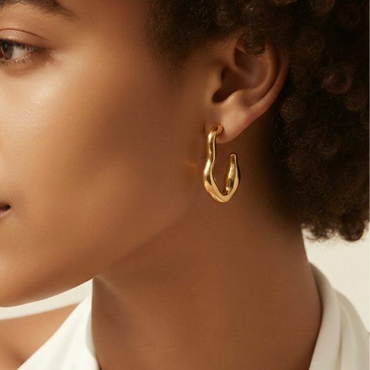 Organic Curve Hoop Stud Earrings