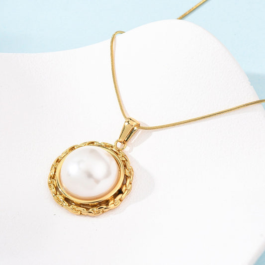Half Round White Pendant Necklace