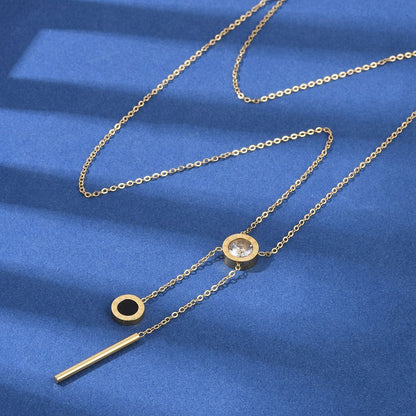 Flat Round Crystal Drop Necklace