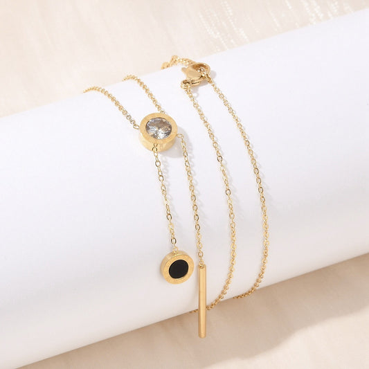 Flat Round Crystal Drop Necklace