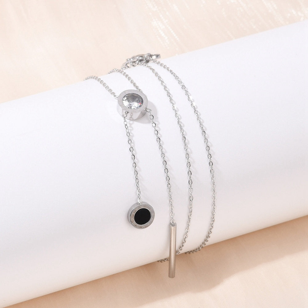 Flat Round Crystal Drop Necklace