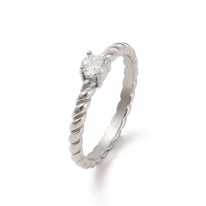 Twisted Solitaire Cubic Zirconia Ring