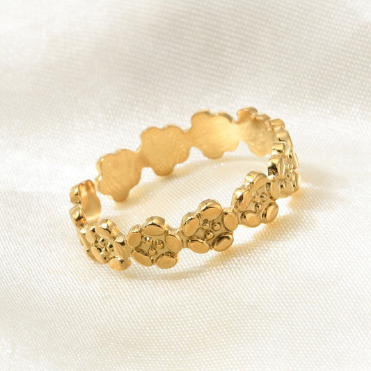 Floral Cluster Open Cuff Ring