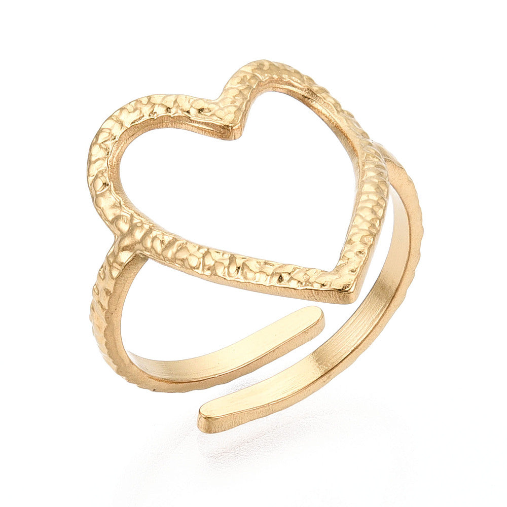 Textured Open Heart Cuff Ring